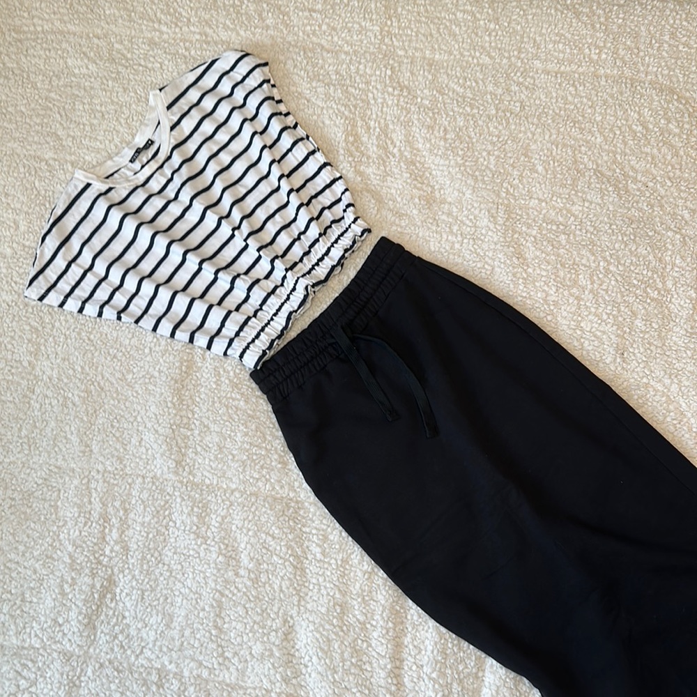 Set of top crop and pencil skirt, pregnancy fit